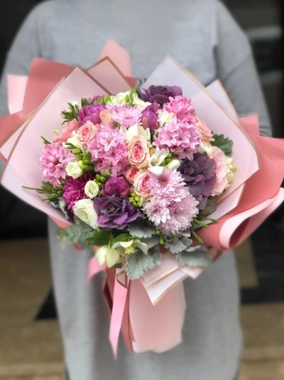 Pembe Lila Mor Buket FG323